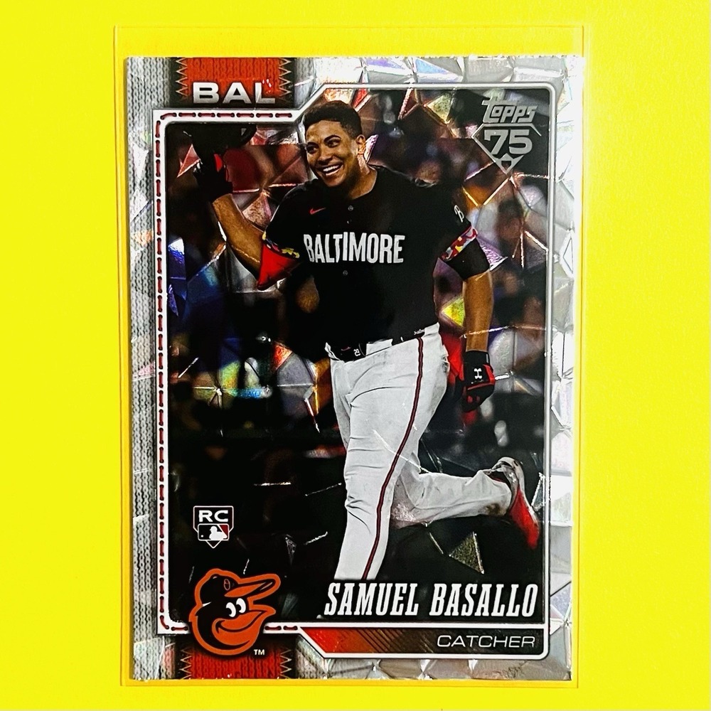 2026 Topps Series 1 Samuel Basallo RC Diamanté Foil #104 Orioles Rookie